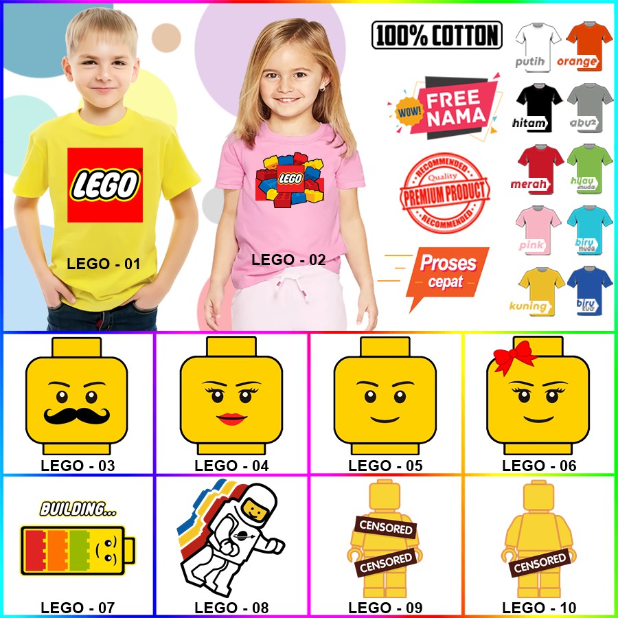 Baju Kaos ANAK DAN DEWASA LEGO COUPLE (FREE NAMA)