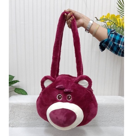 Tas Tenteng Lotso Size xL/32cm/Tas samping lotso/Tosy story/Tas Anak Remaja/tas selempang Bahu/TAs Tenteng Melody Cinamon Doraemon Kitty, monster 3 mata/tas tenteng bolak balik/