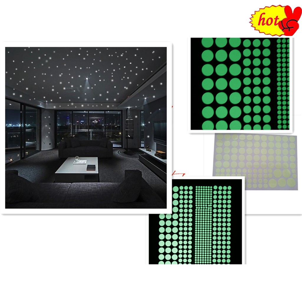 407pcs Dekorasi  Glow  In The Dark  Bentuk Bulat untuk Kamar  