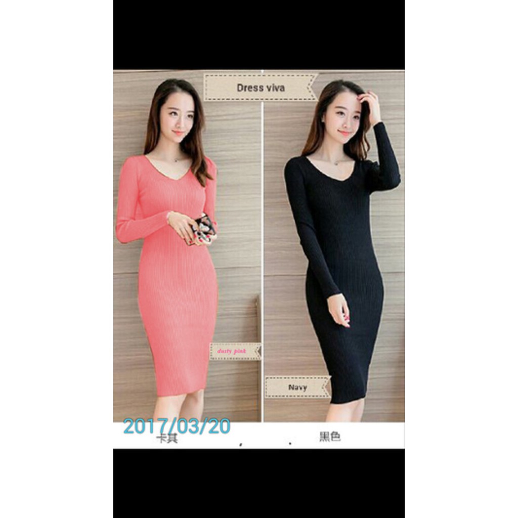 [Dress Viva Varian Warna RO] Dress Wanita Rajut varian warna