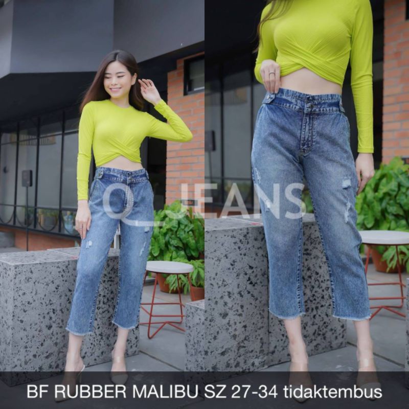 CELANA JEANS WANITA BF RUBBER MALIBU