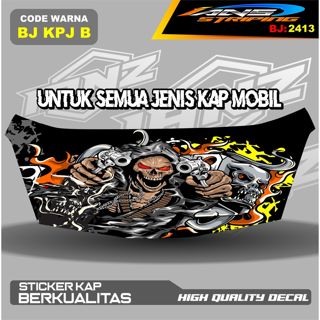 DECAL STICKER VARIASI KAP MOBIL BRIO, AGYA, JAZZ, AVANZA, INOVA / DECAL STIKER CUP KAP MOBIL / STIKER KAP MESIN