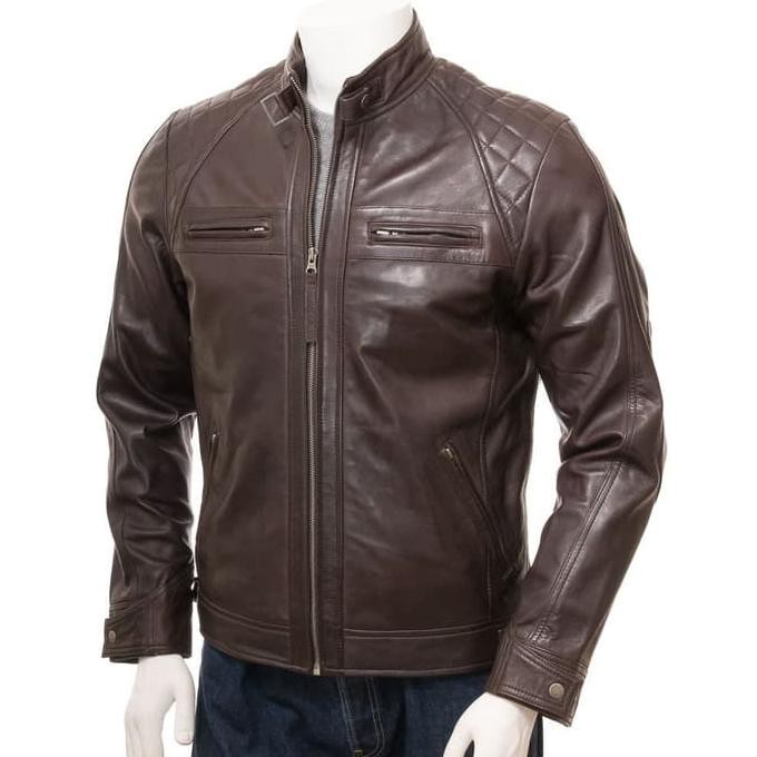 Jaket Kulit Pria Wanita Remaja Anak Domba Premium Jaket Kulit Biker Brown Berkualitas & Bergaransi