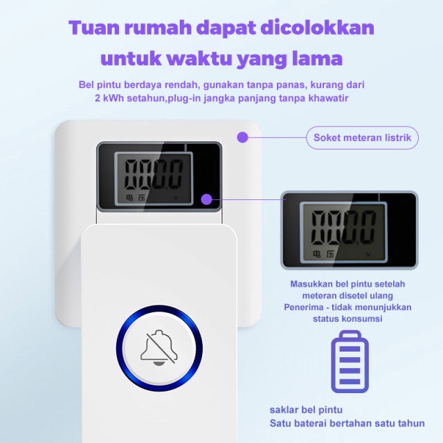 Bell Pintu Tanpa Kabel Bell Wireless Doorbell  Rumah Kantor Wireless Tanpa Kabel Nirkabel Waterproof Smart