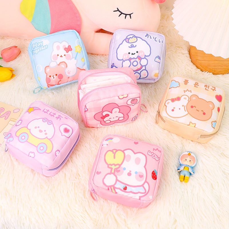 Kawaii Sanitary Napkin Storage Bag Portable Mini Pack Small Bag Large Capacity Coin Purse Girls