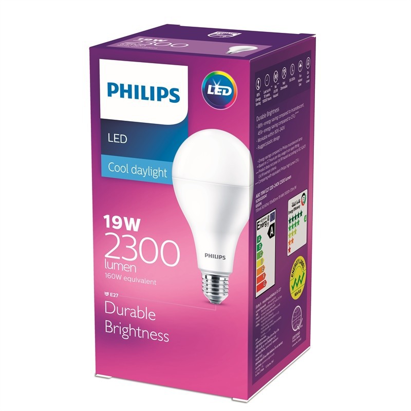 Bohlam Bola Lampu LED Philips 19 Watt Nyala Putih Cool Daylight 19W E27