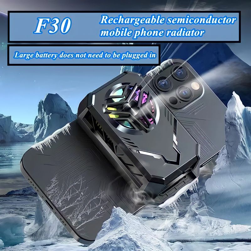 Funcooler F30 Mobile Phone Fan Cooler Radiator Pendingin HP Dilengkapi Baterai Colorful RGB Light Co