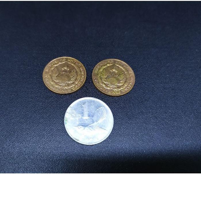 mahar koin 21 rupiah dengan 10 rupiah tabanas kuning