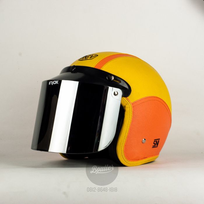 Helm Bogo Retro Kulit RGV Helm Retro SNI Helm Dewasa - Orange