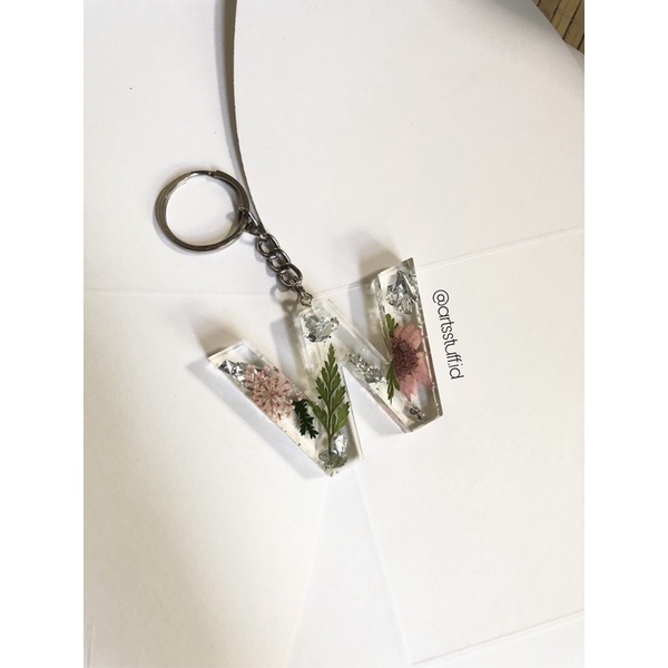 KEYCHAIN Resin Art isian bunga CUSTOM, gantungan kunci resin