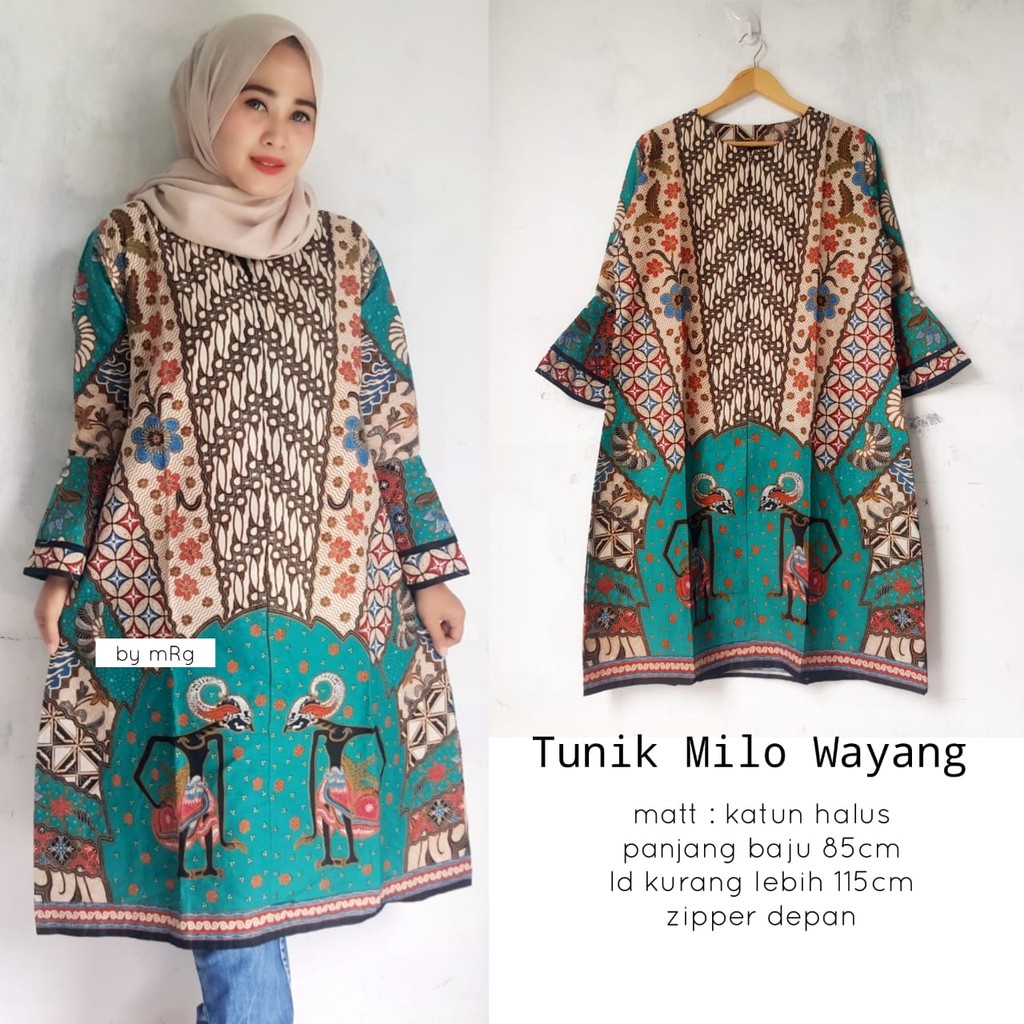 BATIK TUNIK SOLO,TUNIK MILO WAYANG,BUSANA WANITA MUSLIMAH
