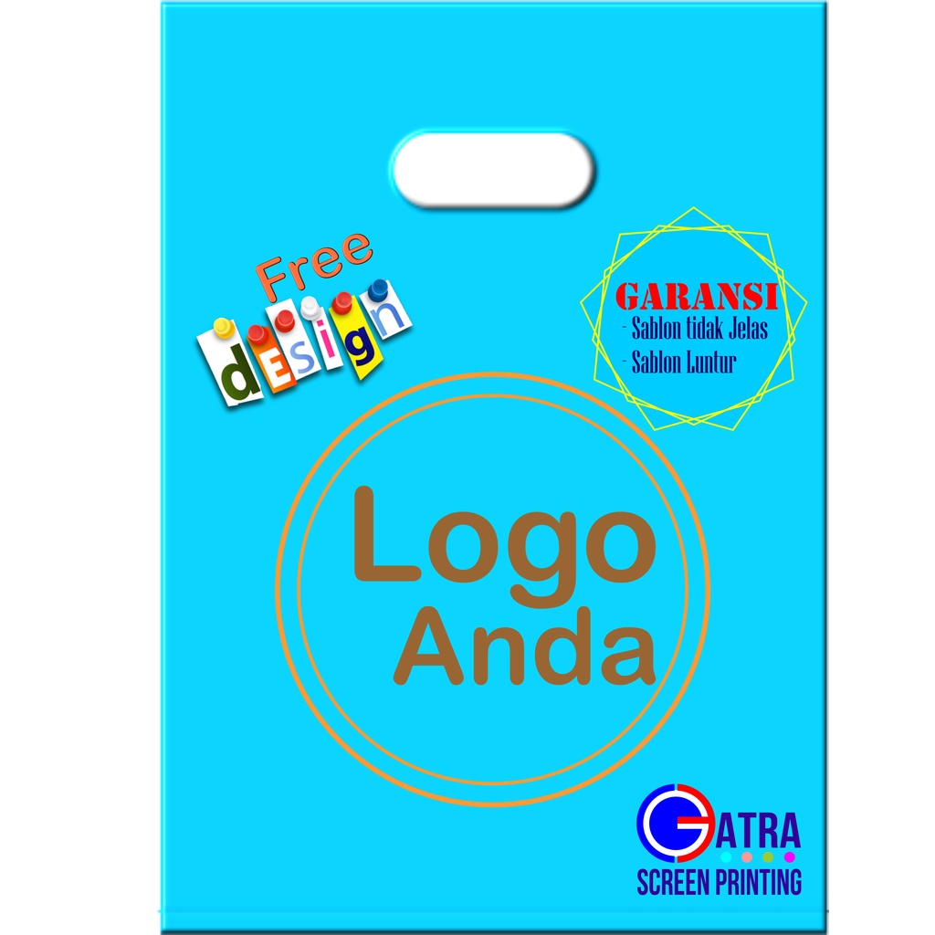 Sablon Tas Belanja Plastik Plong 30 X 40 Cm / kantong plastik sablon / plastik sablon olshop / plast