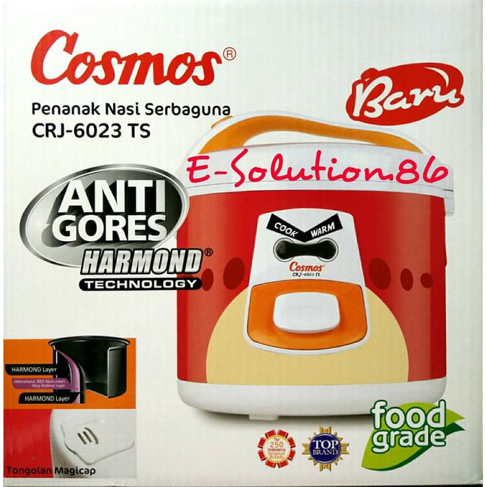 Cosmos CRJ-6023 N Harmond- Rice Cooker 2 L 3in1 penanak penghangat dan pengukus anti gores