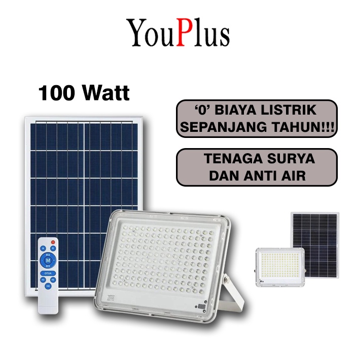 YOUPLUS LAMPU SOROT SOLAR CELL LED TENAGA SURYA - PANEL SURYA 100W SOLAR CELL