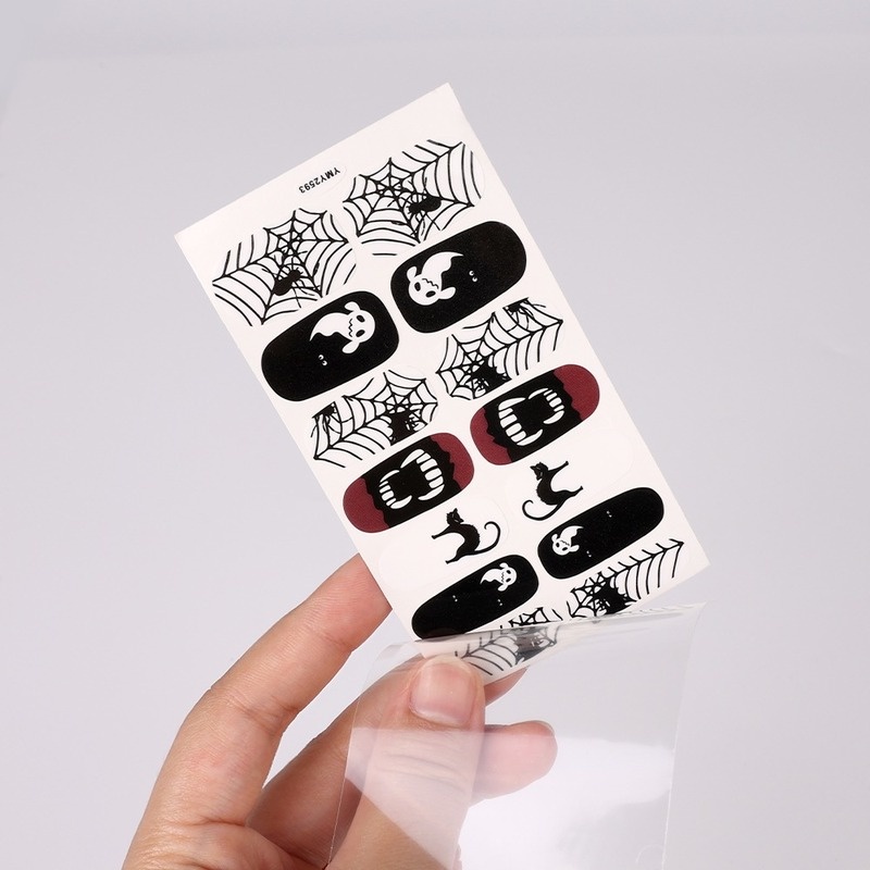 1 Lembar Stiker Kuku Motif Hantu Labu Halloween Untuk Dekorasi Pesta Wanita