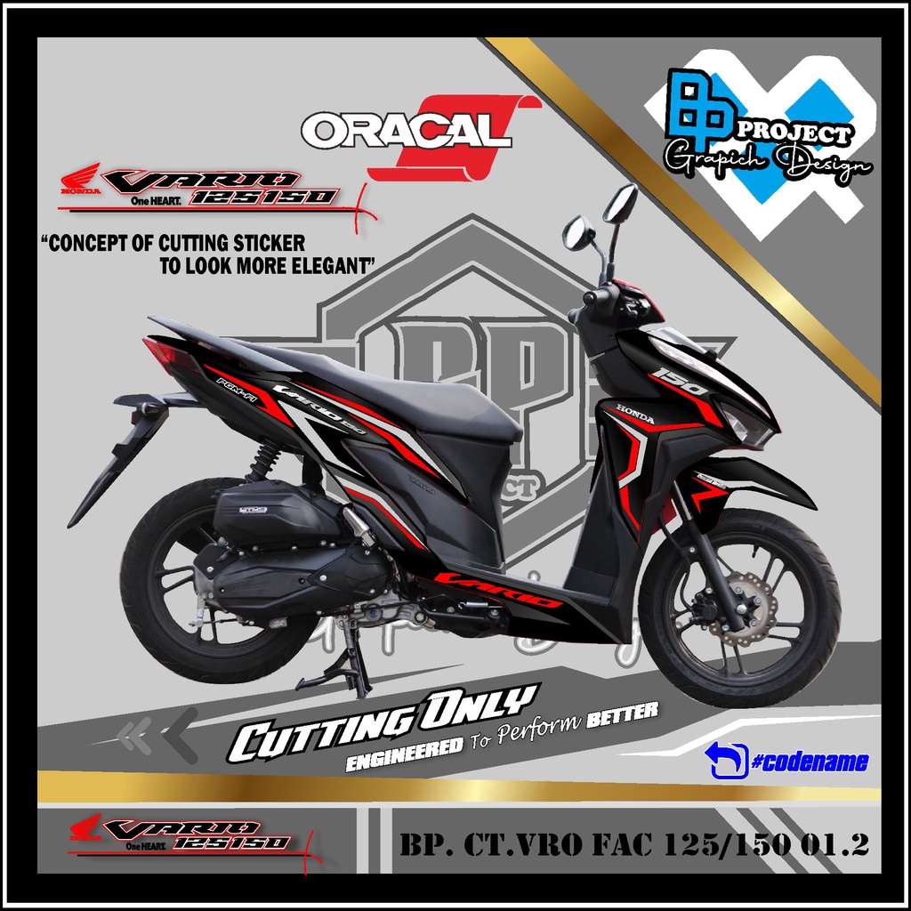 Sticker CUTTING Vario FAC150 - Cutting Sticker 125-150 New - Stiker Vario New Gold - Kode BP01.2