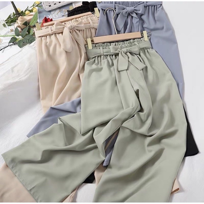 Premium Ribbon Pants Wolfish / Ansley Pants Celana Wolfish Panjang ANSLEY KULOT WOLFIS TALI JUMBO ANTI BENGAH DAILY KULOT HITS OOTD SELEBGRAM FASHION GROSIR Pusatgrosir_solo