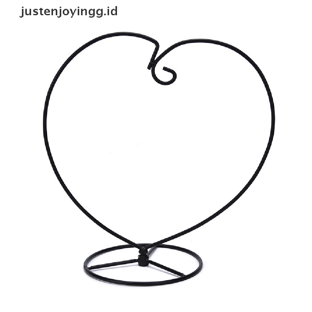 // justenjoyingg.id // Black Heart-shaped Iron Hanging Plant Glass Vase Terrarium Stand Holder ~