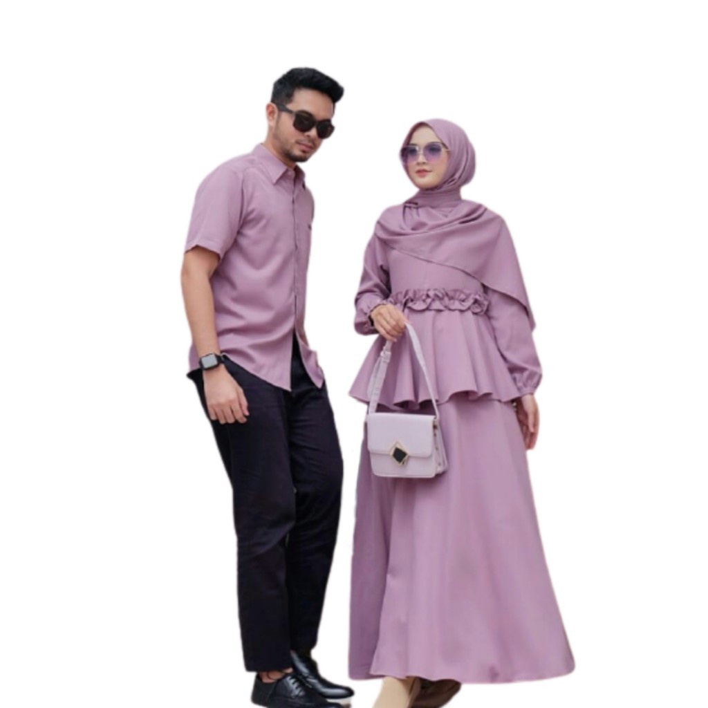 Dalmi Couple Baju Couple Pasangan Baju Lebaran Long Dress Muslim Kemeja Polos Pria