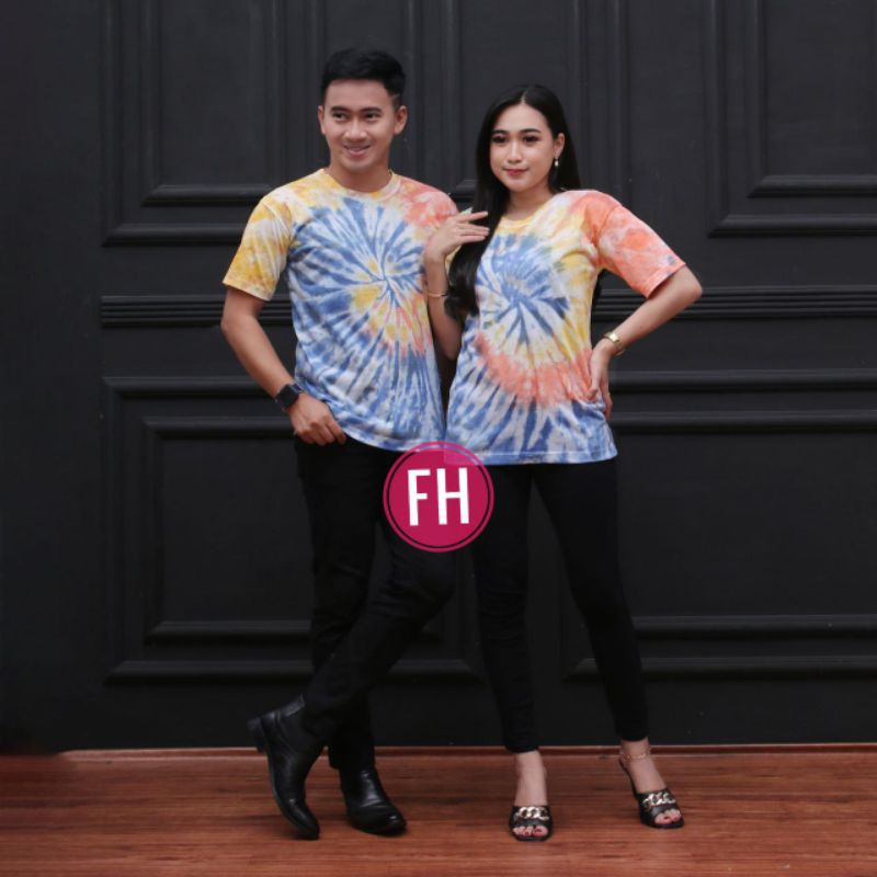 Kaos Bali Dewasa Unisex Cotton 30s T shirt Tiedye Pelangi M L XL