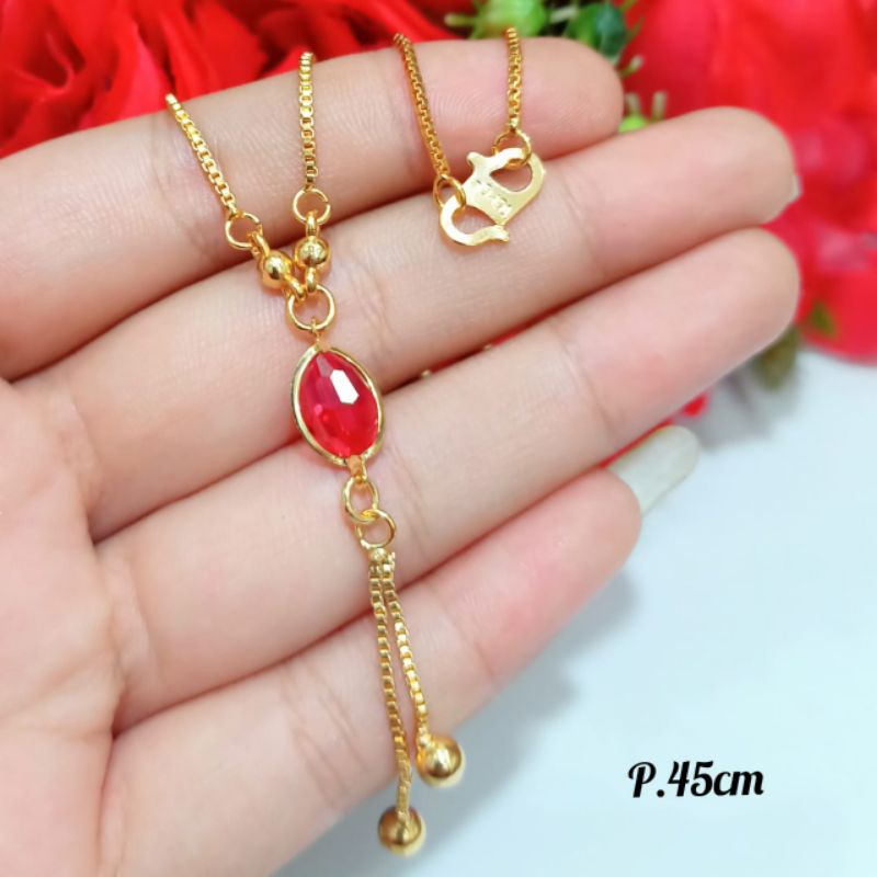 Kalung Koye kristal oval Jurai, permata zircon varian warna menawan emas Korea anti karat