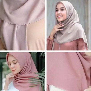 Jilbab segiempat laser cut / Hijab Bella square laser cut pollycotton | Shopee Indonesia
