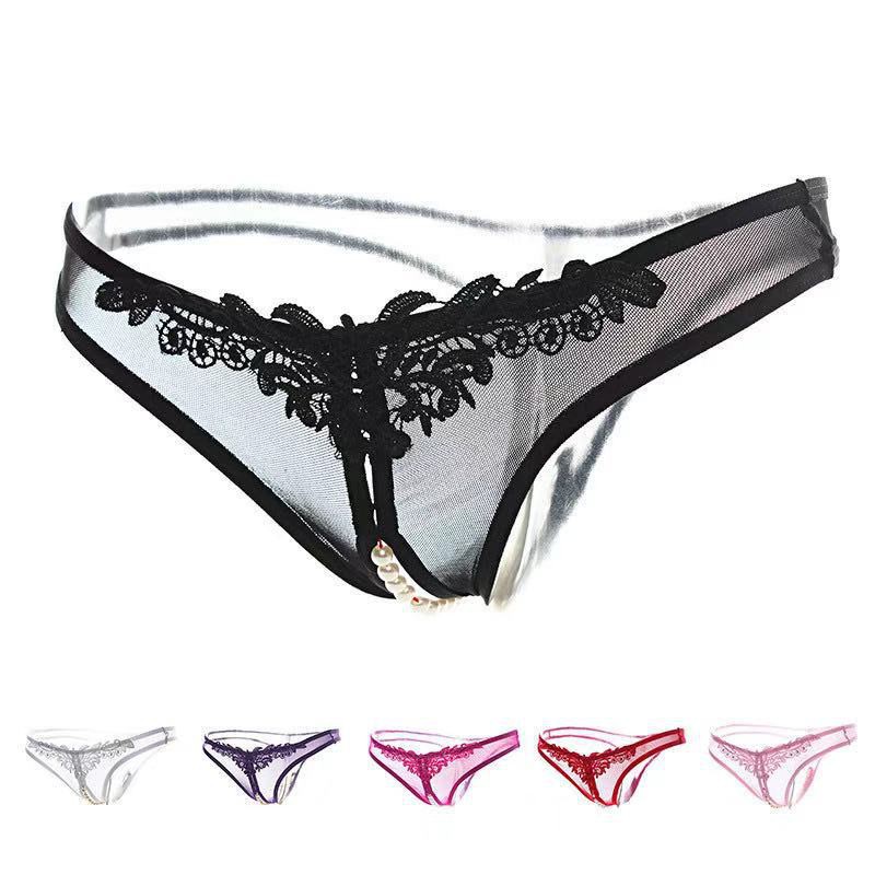 celana dalam Sexy g string Pearl Open Crotch Lingerie thong c079