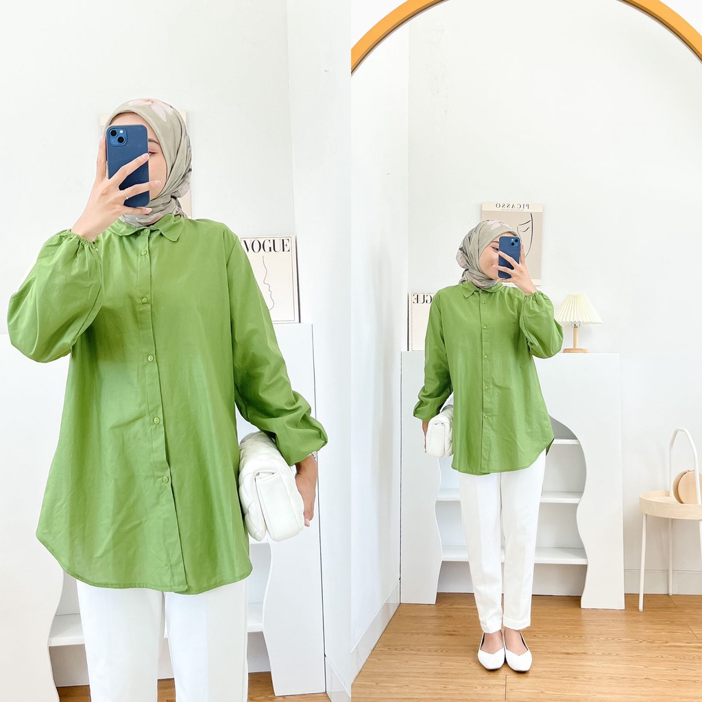 1KG MUAT 5PCS | MEGGY TUNIK COTTON FULL KANCING HITS OOTD FASHION WANITA TERBEST SELLER