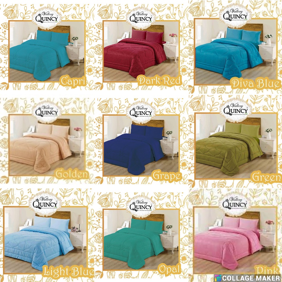Vallery Quincy Bedcover Polos Emboss King 180 Tinggi 30 cm