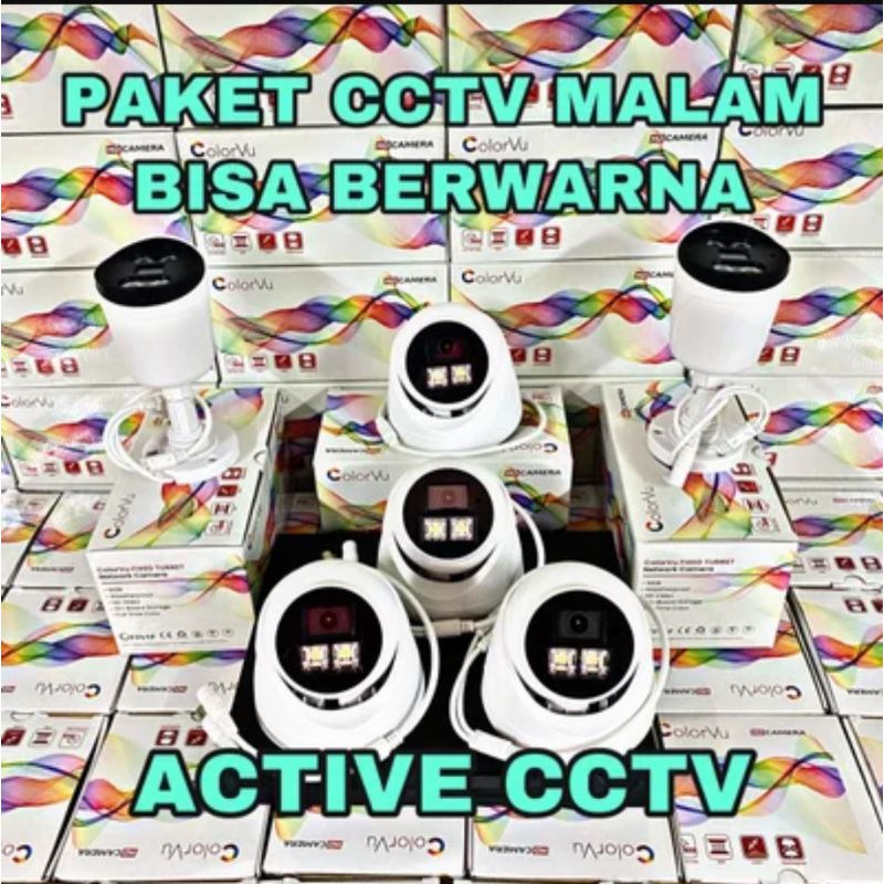 paket kamera cctv 5mp color vu 6 camera komplit siap pasang colorvu colour malam bisa berwarna 8ch