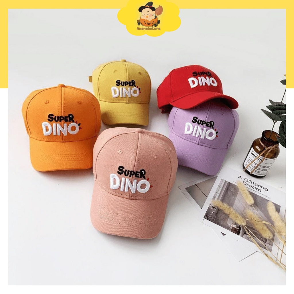 TOPI ANAK BORDIR MOTIF SUPER DINO / TOPI BASEBALL ANAK / TOPI ANAK LUCU