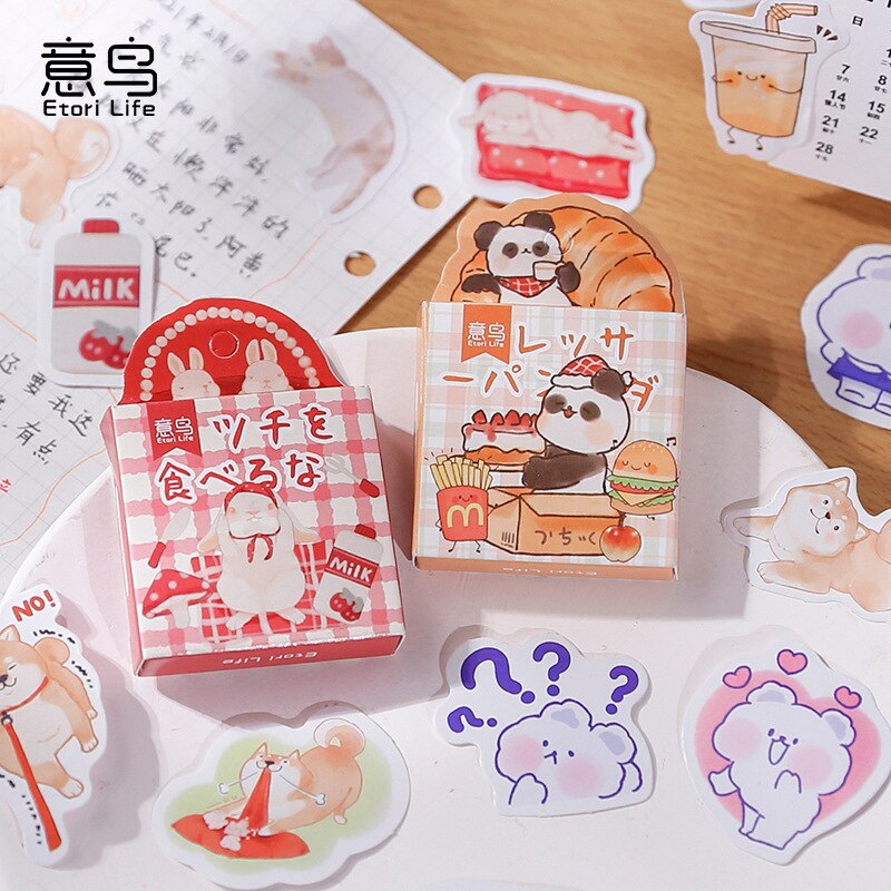 45pcs / Lot Stiker Kertas Gambar Panda Lucu Untuk Scrapbook / Stationery Sekolah-3
