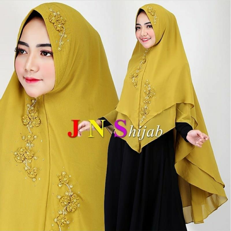 khimar LV Jumbo payet/Hijab syari Ceruty payet/Kerudung Syari payet Mewah By JNS HIJAB
