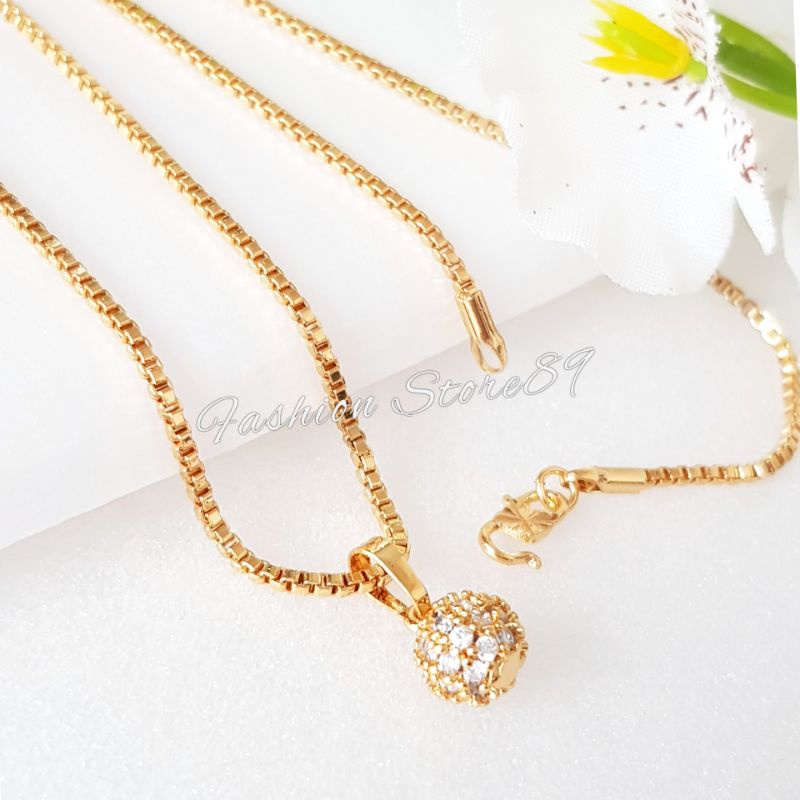 Kalung Xuping bola permata Import / xuping kalung lapis emas 18k