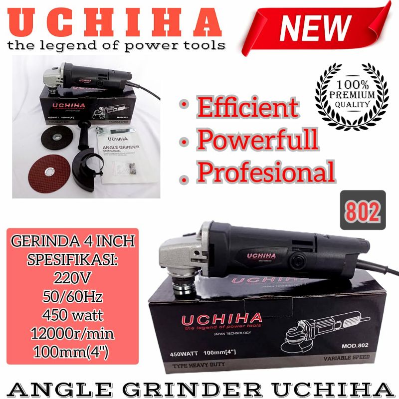 UCHIHA type 802 angle grinder mesin gerinda tangan japan gergaji besi granet full bonus