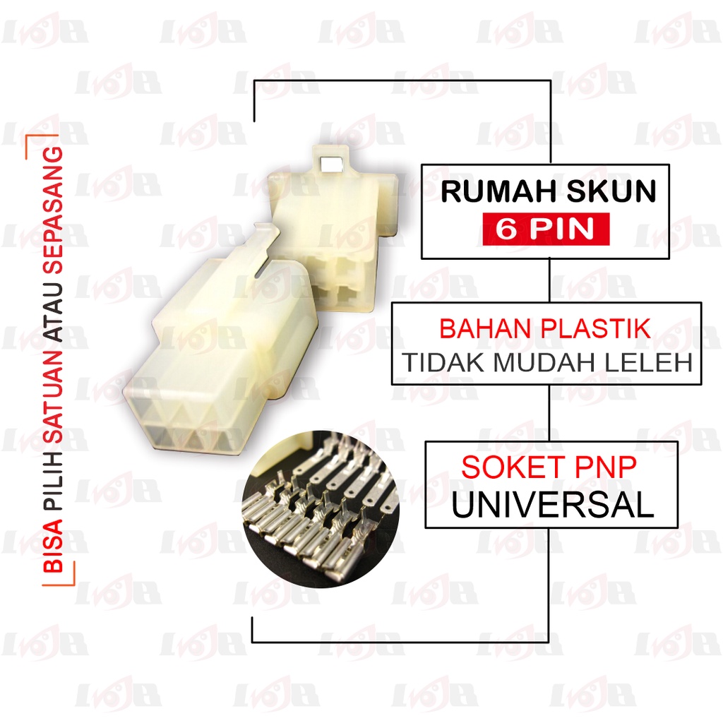 Rumah Skun Kecil 6 Pin Soket Terminal Kuningan Kabel Connector Socket