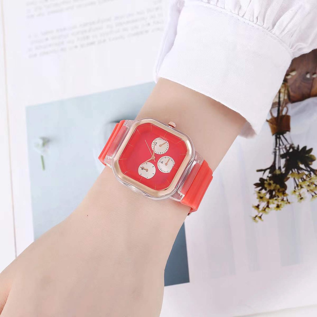 ✅ COD KUMA Jam Tangan Rubber Wanita Dial Kotak Analog Korean Style Fashion