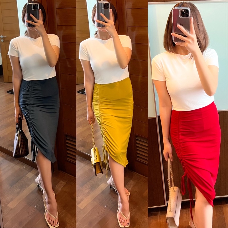 SUMMER SKIRT ROK KERUT SKIRT ONLY BAWAHAN PESTA JERSEY ROK SUMMER