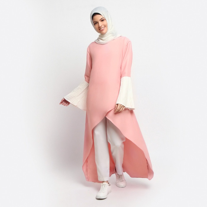 Tunik Wanita Pendek Modern Pesta Simple Berkualitas Motif R1W6 Rempel Garis Katun Rayon Jumbo Adem P