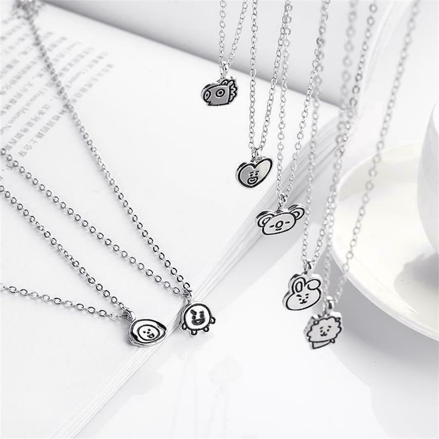 Kalung  Rantai Bandul Kpop BTS  BT21 Bahan Metal Warna   Kalung  Rantai Bandul Kpop BTS  BT21 Bahan Metal Warna