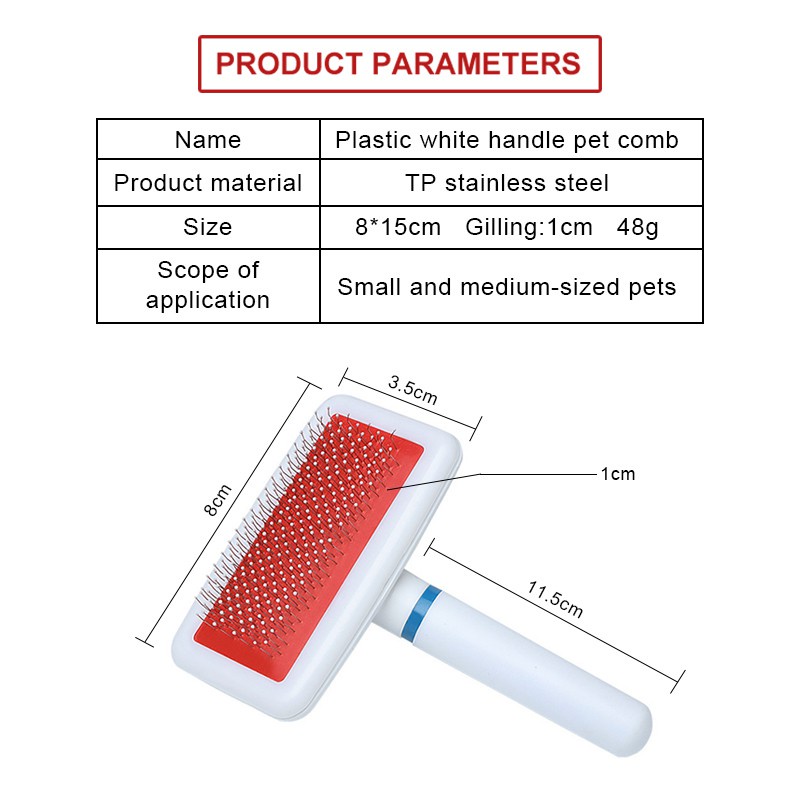 SISIR PUTIH PENGANGKAT BULU - Sikat untuk Kucing Anjing Rambut Rontok - Pet Cat and Dog Comb Brush - Sikat Grooming Hewan Anak Kitten Puppy Bulu Mati Panjang Lembut &amp; Pendek Gimbal Anti Bebas Kutu