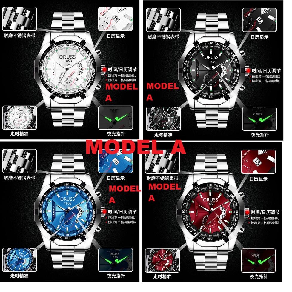 Muraaaahh Jam tangan ORUS 1853 Automatic pria otomatis Sports mekanik skeleton Neo arloji Waterproof