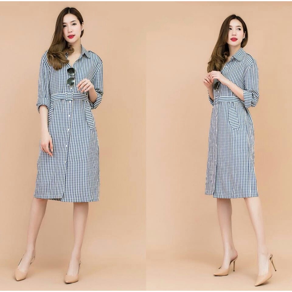 VVV Shop Dress vella Motif Kotak Kotak / Dress Wanita Import Terlaris / Dress Wanita termurah / Dres