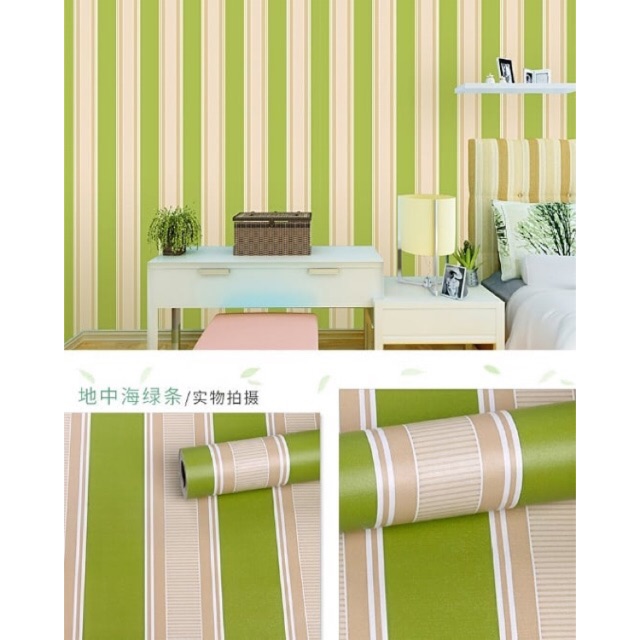 Wallpaper Dinding / Wallpaper Sticker Salur Hijau