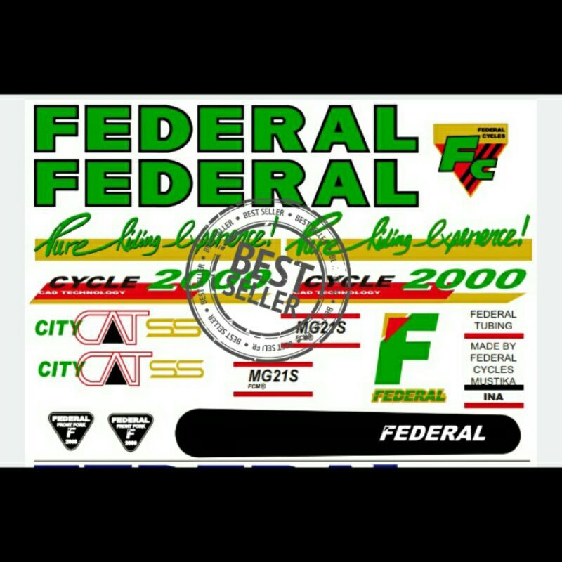 PROMO BELI 1 SET GRATIS 1 SET stiker sepeda federal citycat pure riding experience warna hijau
