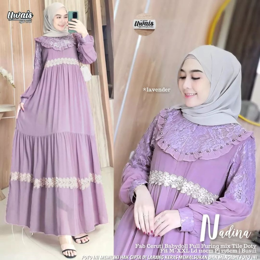 Gamis Brukat Baju Kondangan Wanita Aplikasi Renda Bunga Gamis Busui Baju Pesta Wanita Muslim Dess Jumbo Nadira Maxy