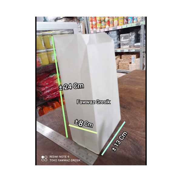 (Isi 100) Paper Bag Grade / Kantong Kertas Polos 13x8x24 Cm Paper Bag PUTIH Bag Pembungkus Murah