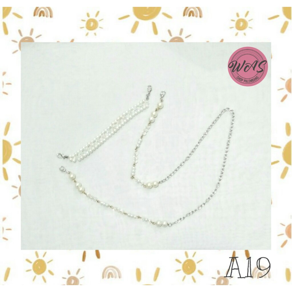 Strap Masker & Konektor Masker / Mutsin 4mm 8mm / Handmade / Mutiara Putih / Kristal Putih