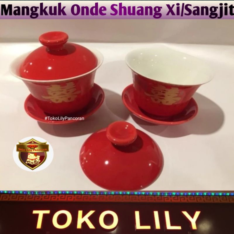 Mangkuk Onde Sangjit Shuang Xi / Mangkok Onde Lamaran Pernikahan / Wedding Couple Tea Cup