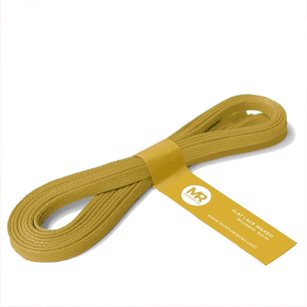 MR Shoelaces FA27 Mustard- Tali Sepatu Lilin 5mm Gepeng Flat Pipih (Waxed Laces) 90cm 100cm 120cm 150cm